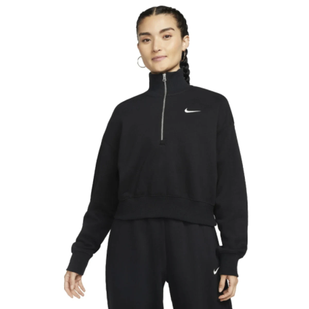 Dámska mikina s 1 2 zipsom NIKE W NSW PHNX FLC QZ CROP BLACK SAIL · záber 1