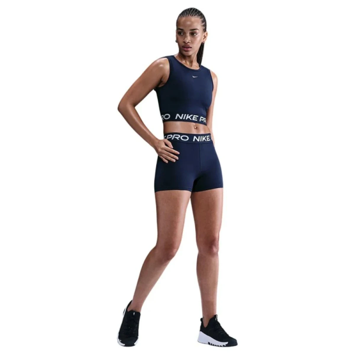 Dámske tréningové tričko bez rukávov NIKE PRO DF CROP TANK MIDNIGHT NAVY WHITE · záber 3