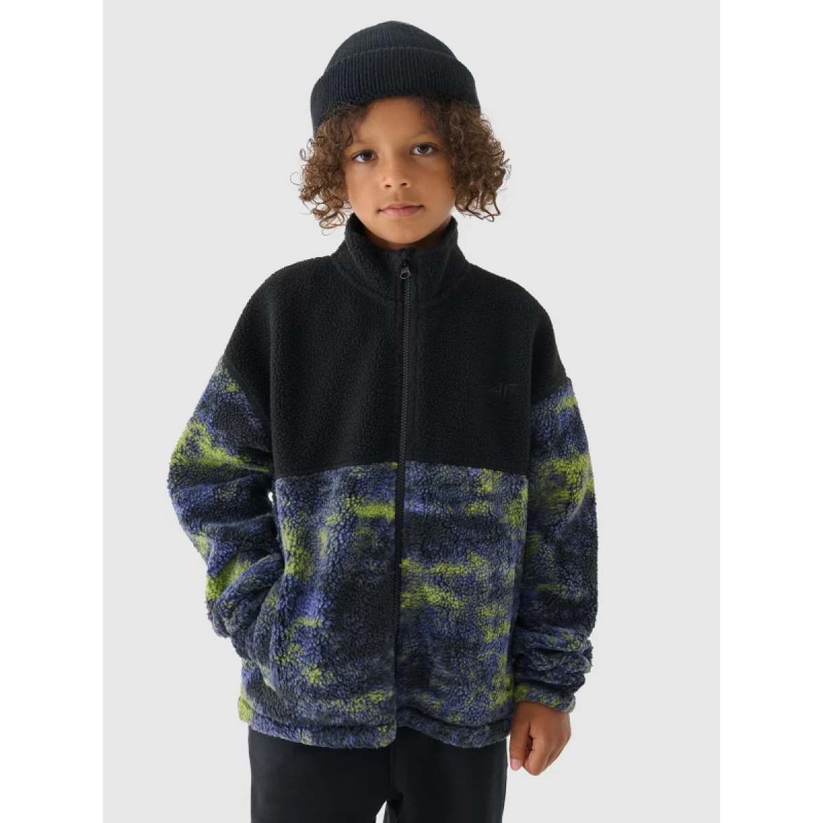 Chlapecká fleecová mikina se zipem 4F JUNIOR FLEECE-JWAW24TFLEM246-20S-DEEP BLACK · záber 2