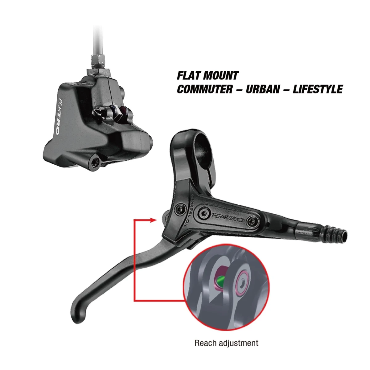 BTWIN Hydraulická brzda R280 pravá zadná páčka bez kotúča 1300 mm · záber 1