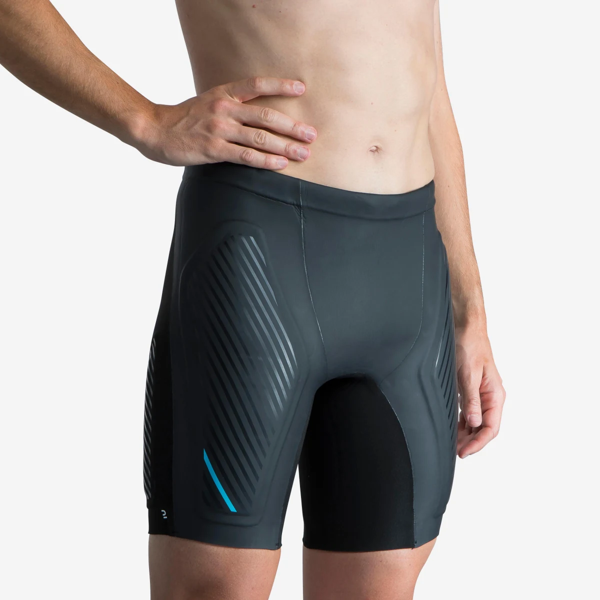 DECATHLON Pánske plavky Jammer neoprén 2,5 mm čierno-tyrkysové S · záber 1