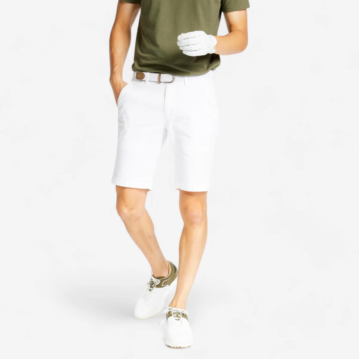 INESIS Pánske golfové chino šortky MW500 biele XS · záber 1