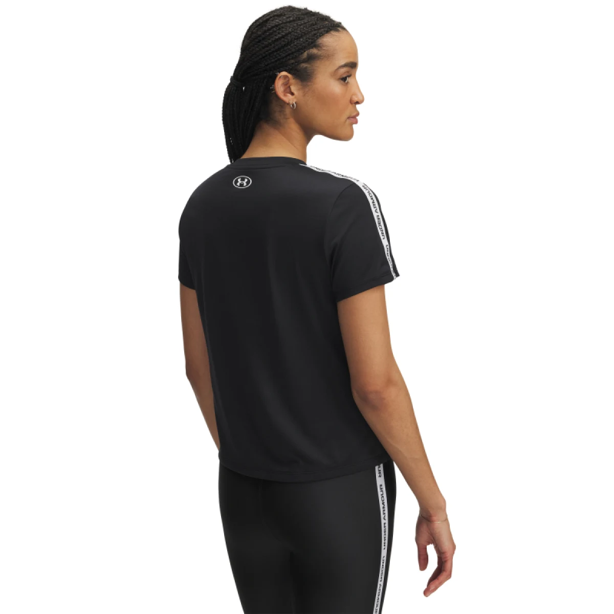 Dámske tréningové tričko s krátkym rukávom UNDER ARMOUR UA Tech WM Tape SS-BLK · záber 2