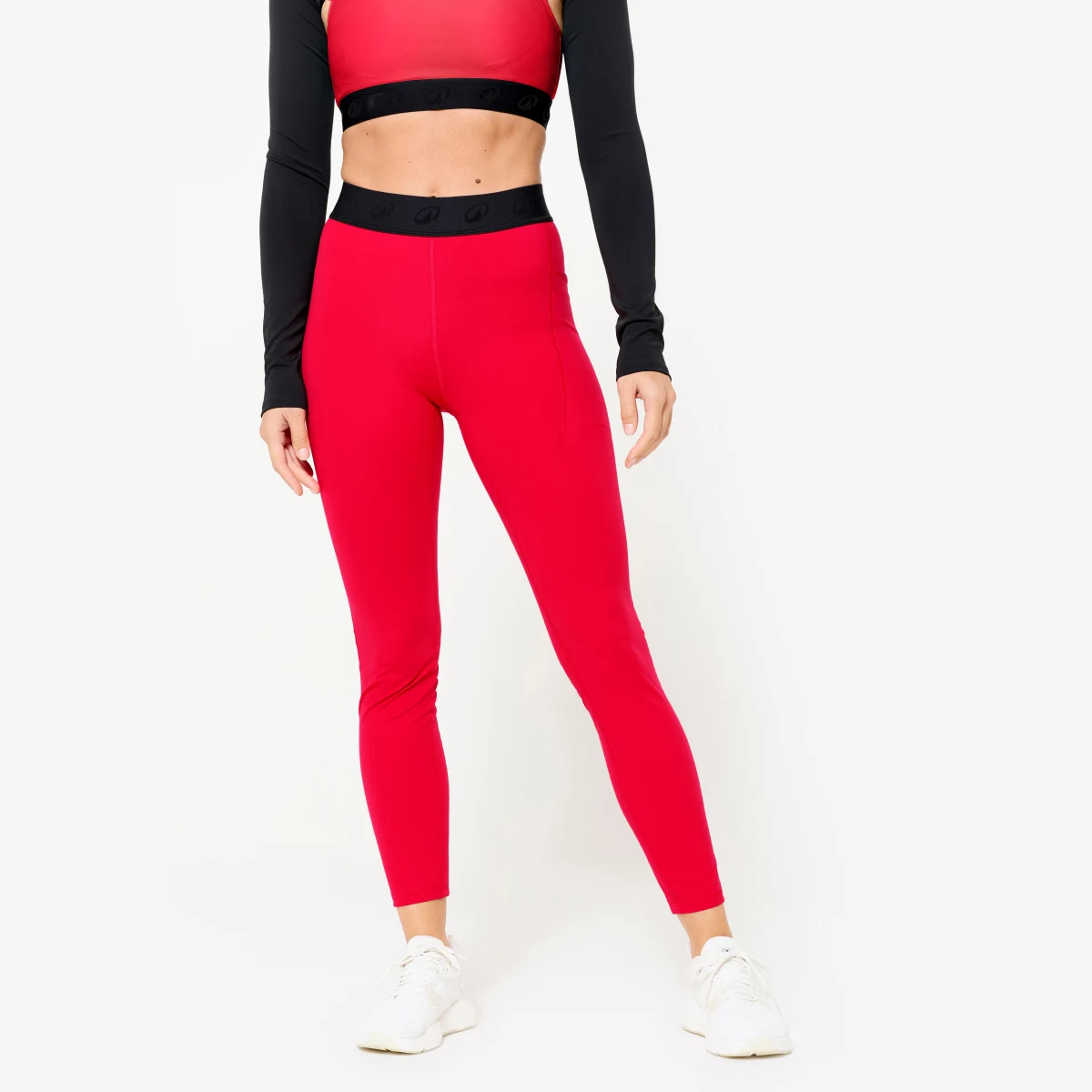 DOMYOS Dámske fitness legíny s elastickým pásom červené XL (W35 L31) · záber 1