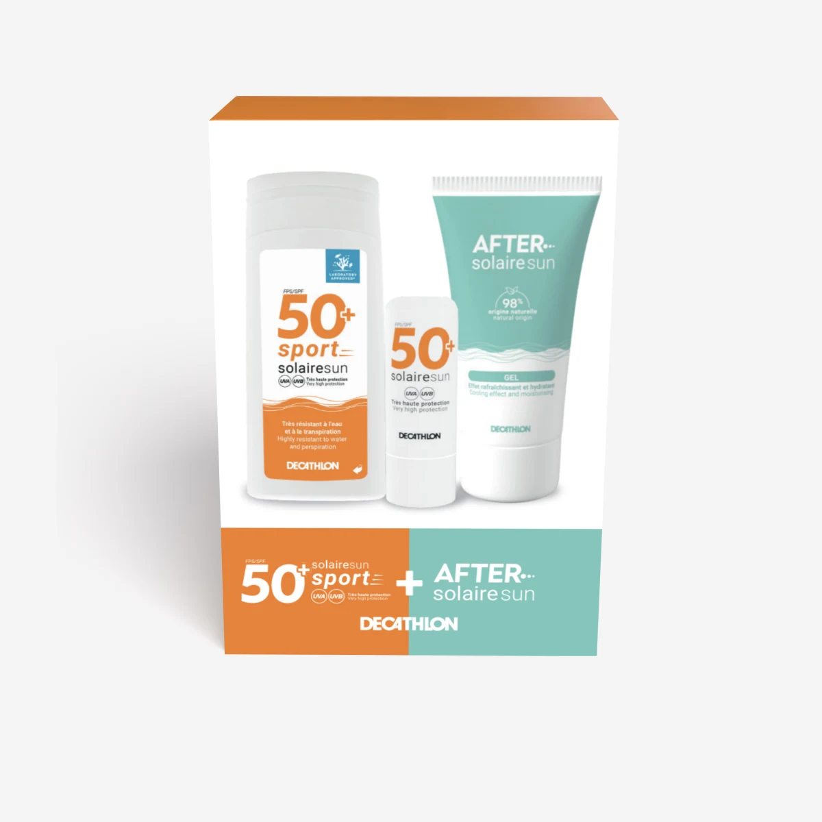 DECATHLON Opaľovací krém, tyčinka na pery SPF 50+ a gél po opaľovaní 50 ml · záber 1