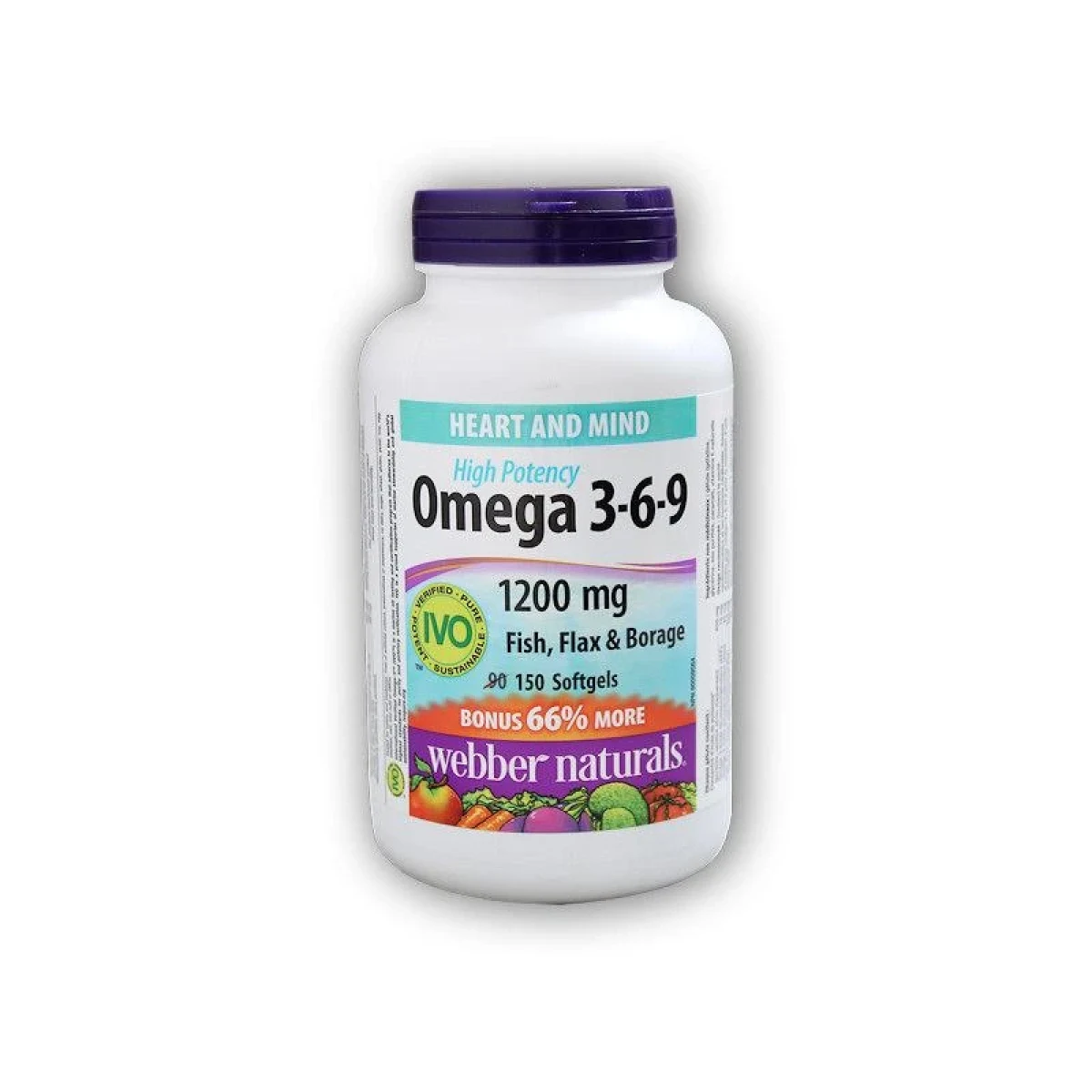 Webber Naturals Omega 3-6-9 High Potency 1200 mg 150 tobolek · záber 1