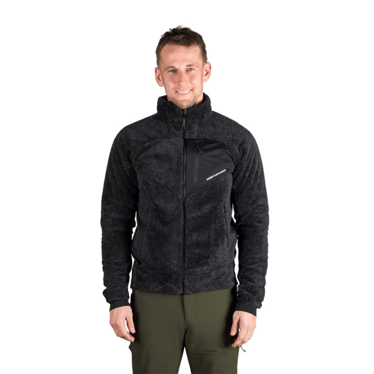 Pánská zateplená turistická mikina se zipem NORTHFINDER LUDWIK-315grayblack · záber 2