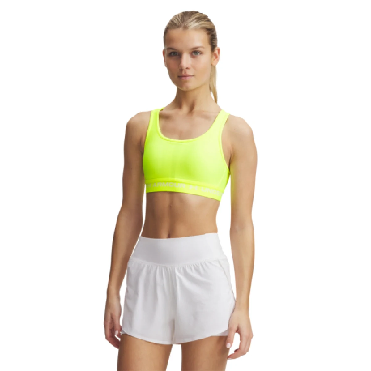 Dámská sportovní tréninková podprsenka UNDER ARMOUR Crossback Mid Bra-YLW · záber 1