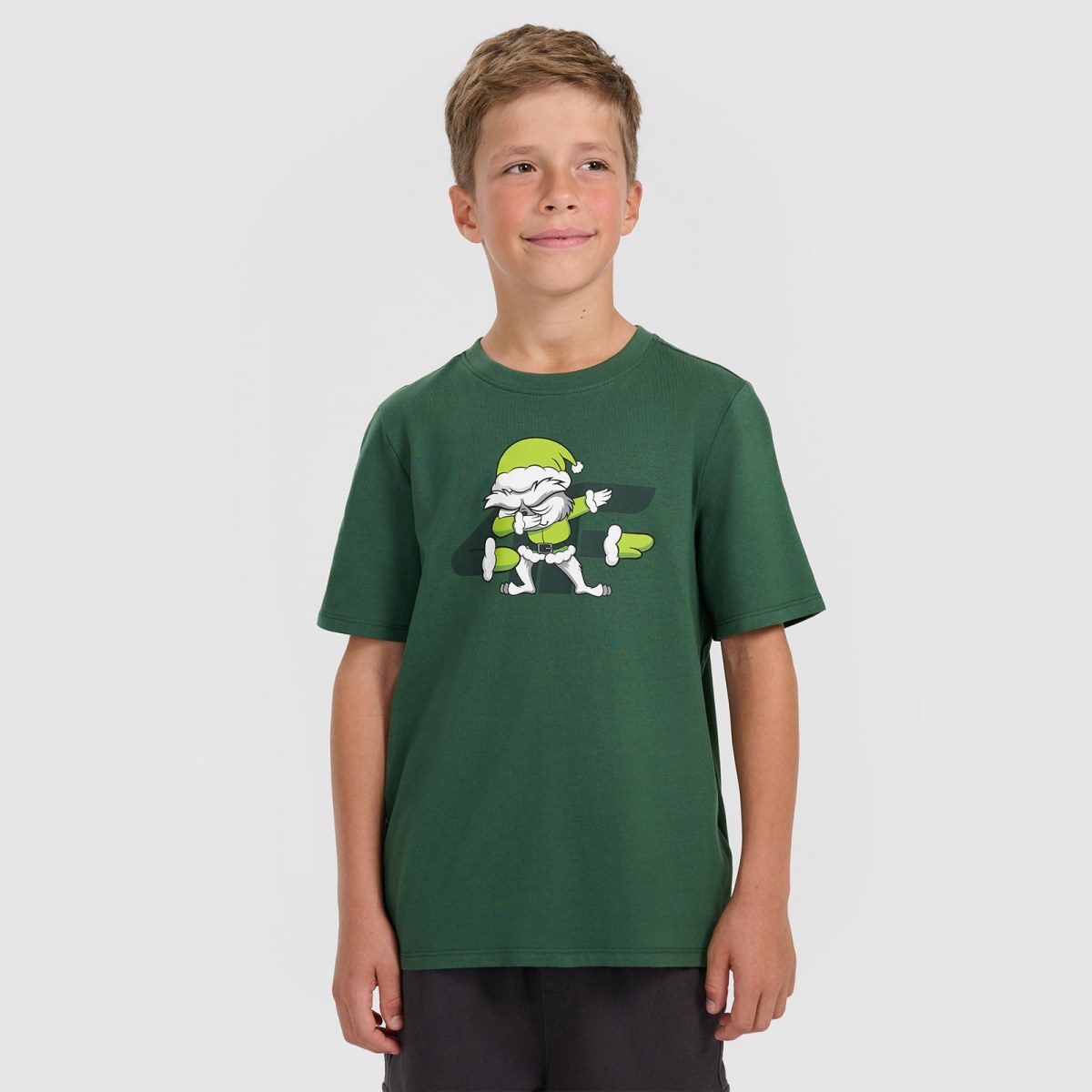 T-shirt regular s vianočnou potlačou chlapčenský - zelený · záber 1