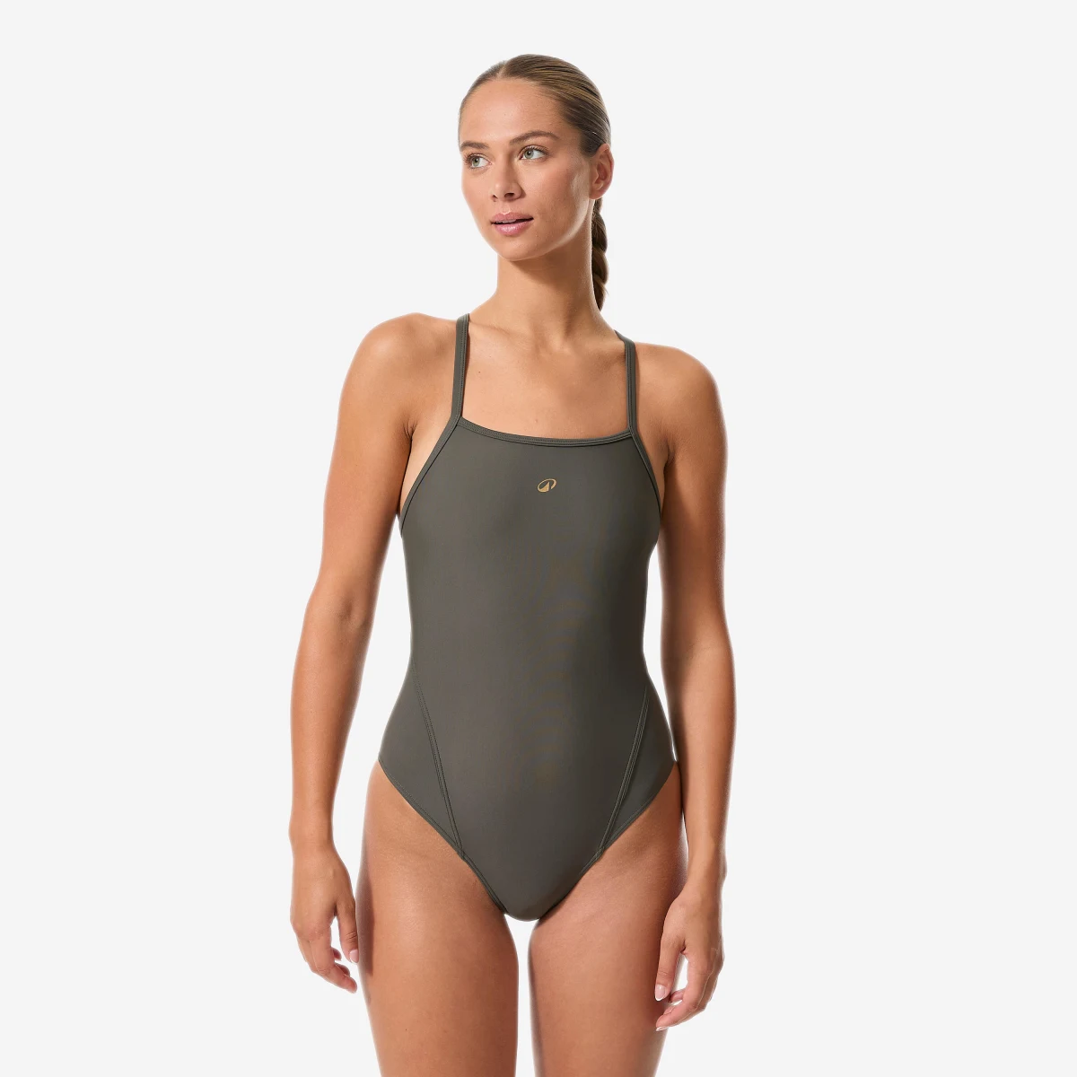 DECATHLON Dámske jednodielne plavky Lexa kaki S · záber 1