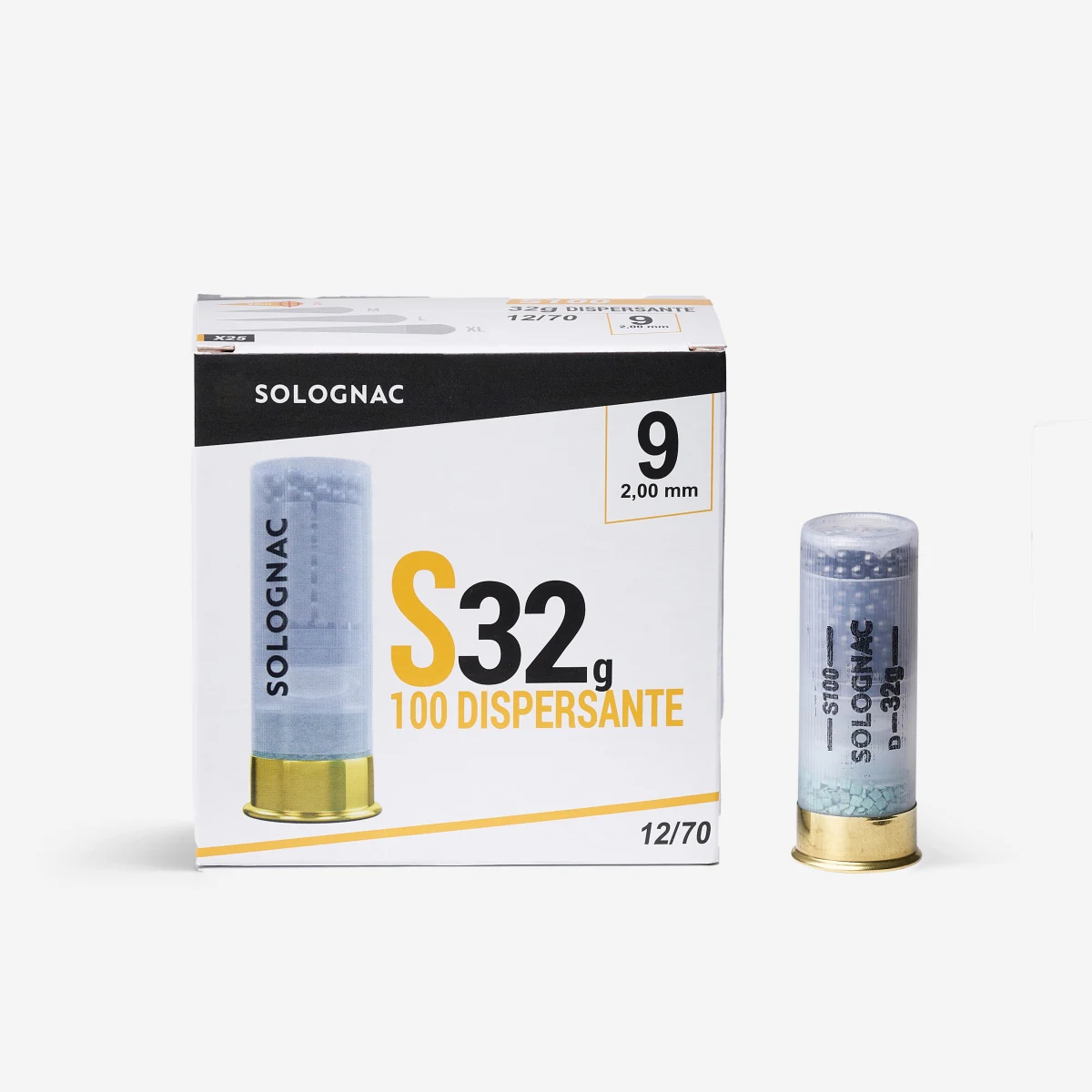 SOLOGNAC Brokový náboj S100 trieštivý 32 g kaliber 12/70 brok č. 9 x 25 kusov N° 9 · záber 1