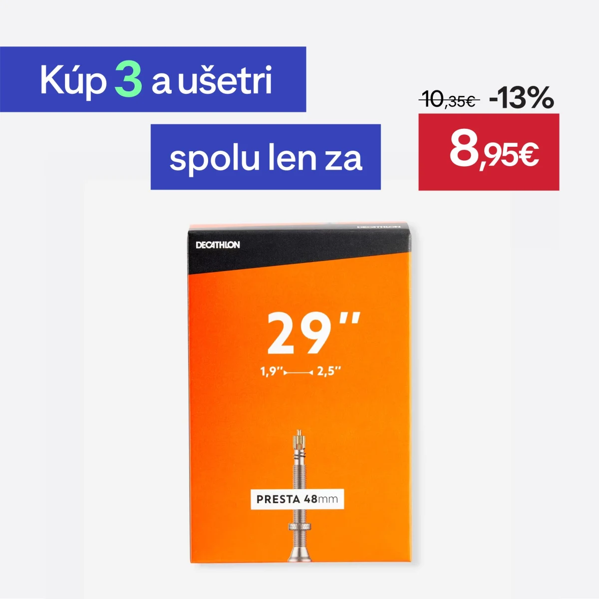 DECATHLON DUŠA 29 × 1,9/2,5 VENTIL PRESTA 48 MM bez · záber 1
