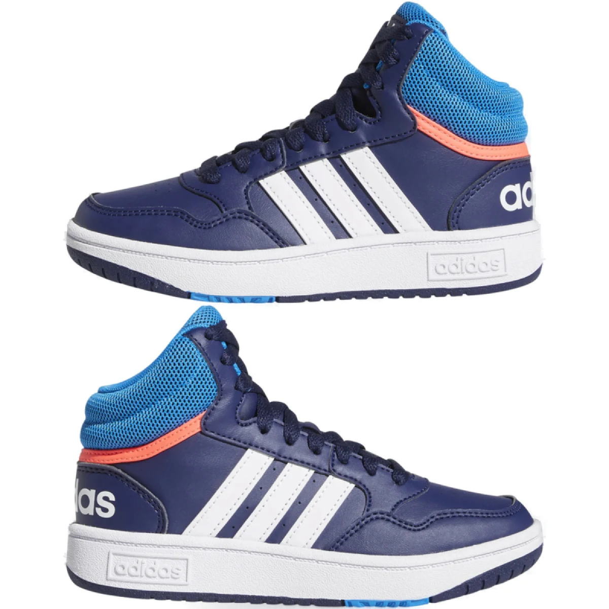 Chlapecká rekreační obuv ADIDAS Hoops 3.0 Mid K dark blue blue rush turbo · záber 4