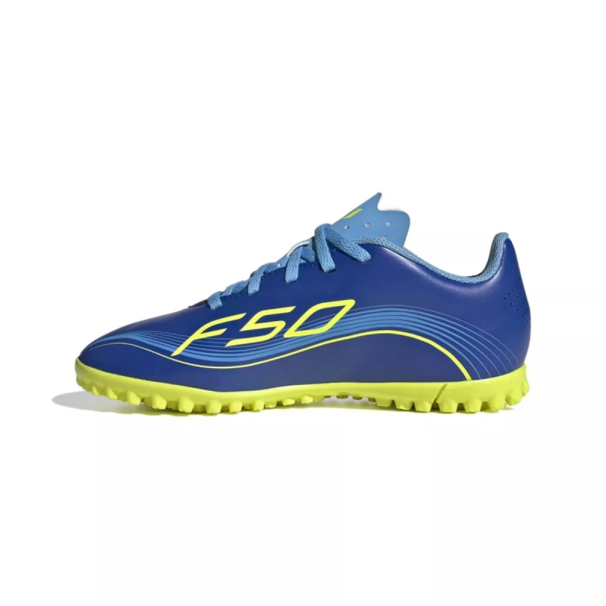 Chlapčenské futbalové kopačky turfy ADIDAS F50 Messi Club Jr TF team royal blue solar yellow semi blue burst · záber 2