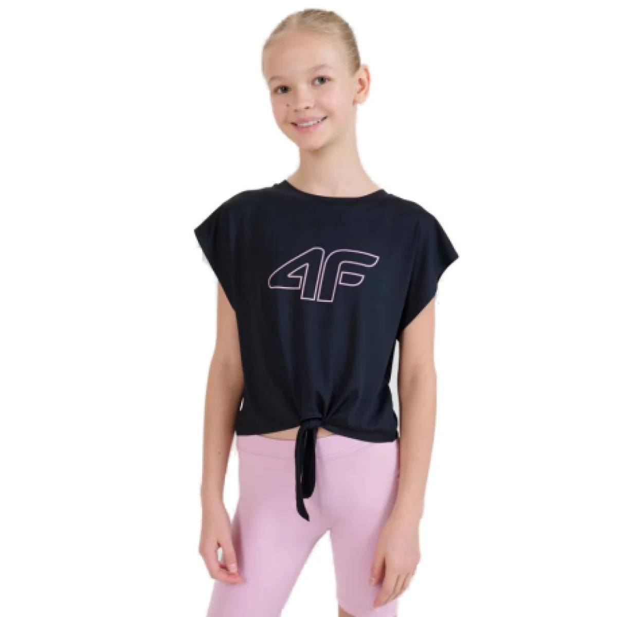 Dívčí tréninkové tričko s krátkým rukávem 4F JUNIOR TSHIRT FNK F1184-20S-DEEP BLACK · záber 3