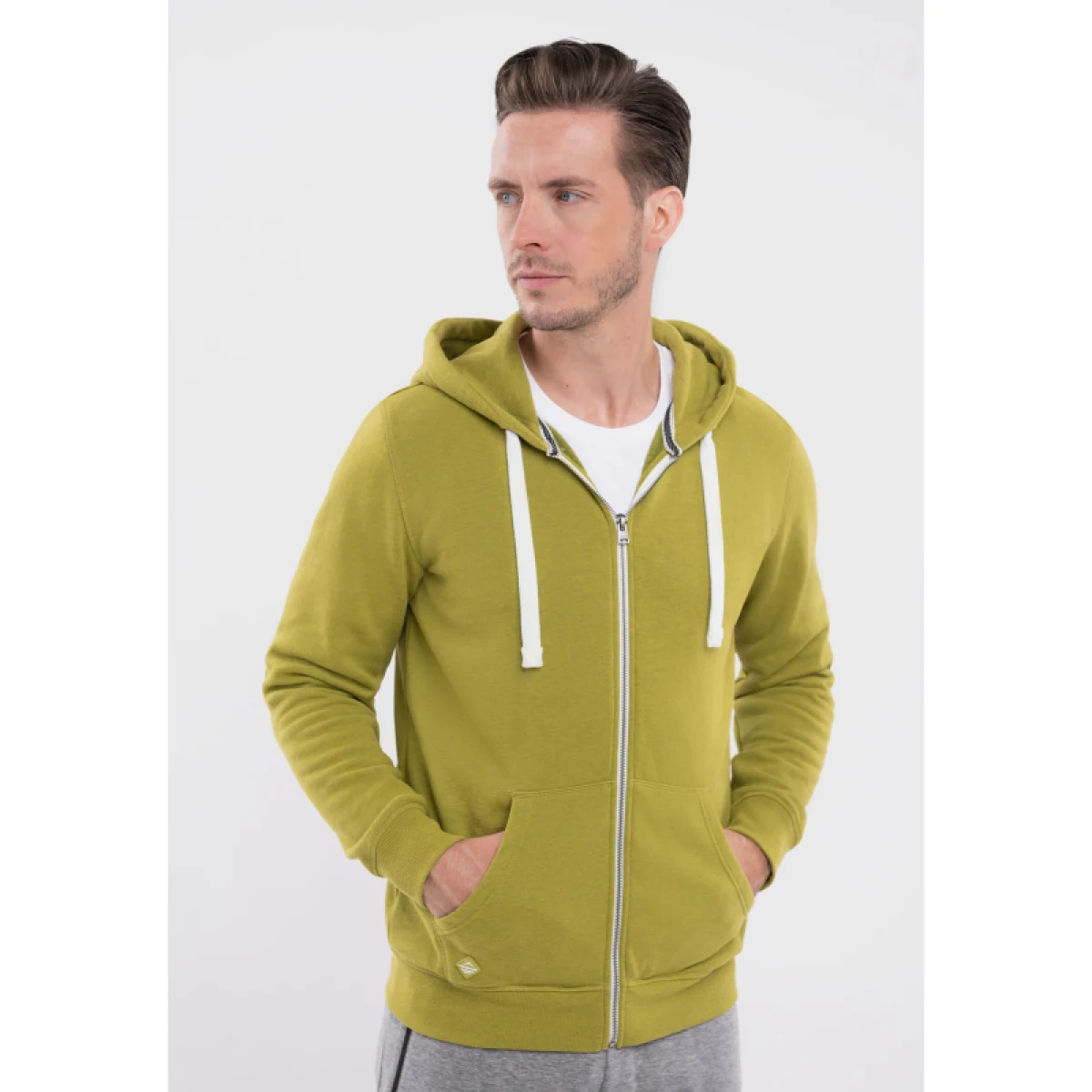Pánská zateplená mikina se zipem VOLCANO B-STAR-301M-LIME MEL · záber 3