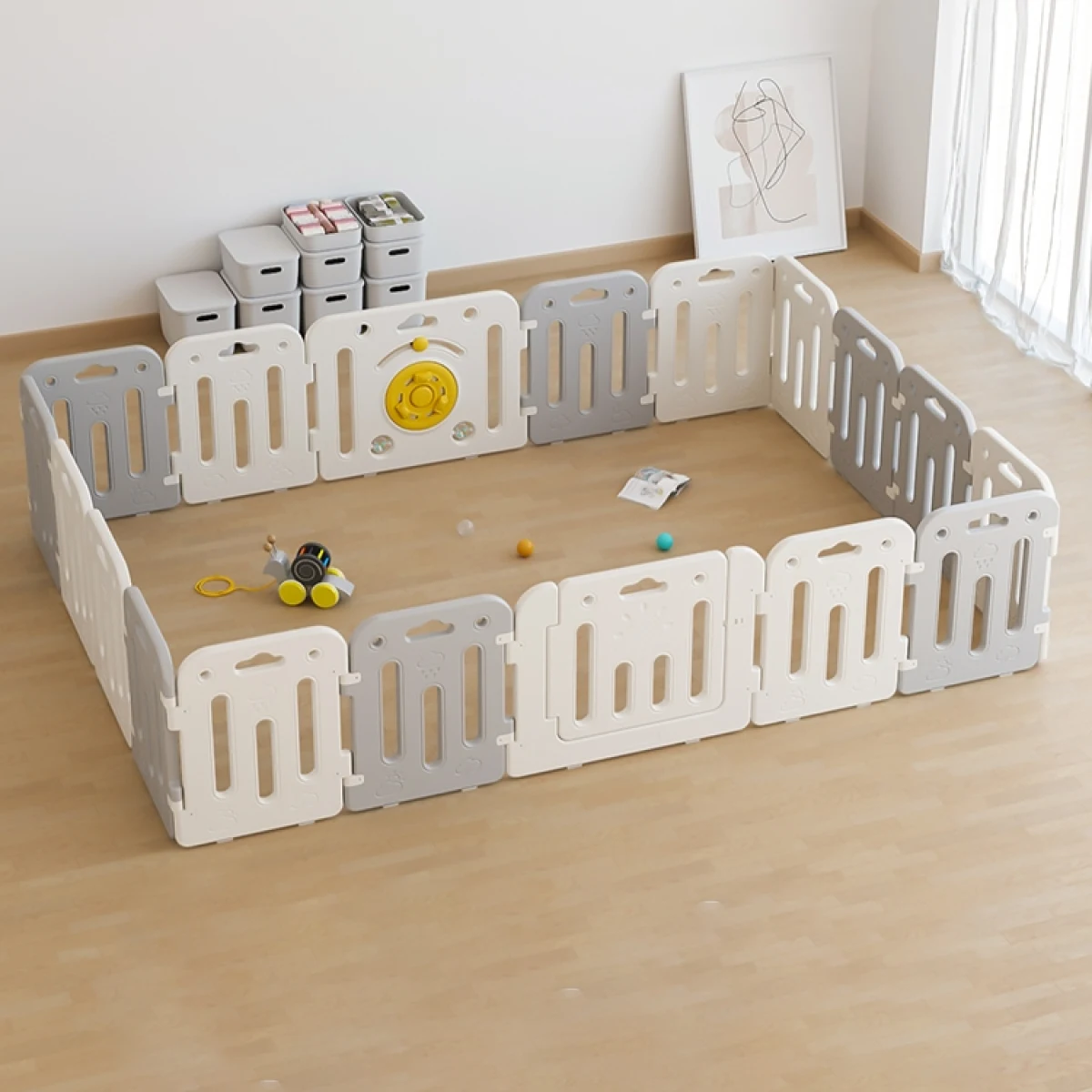 Detská plastová ohrádka inSPORTline Klaudino 16+2 288x208x66 cm · záber 1