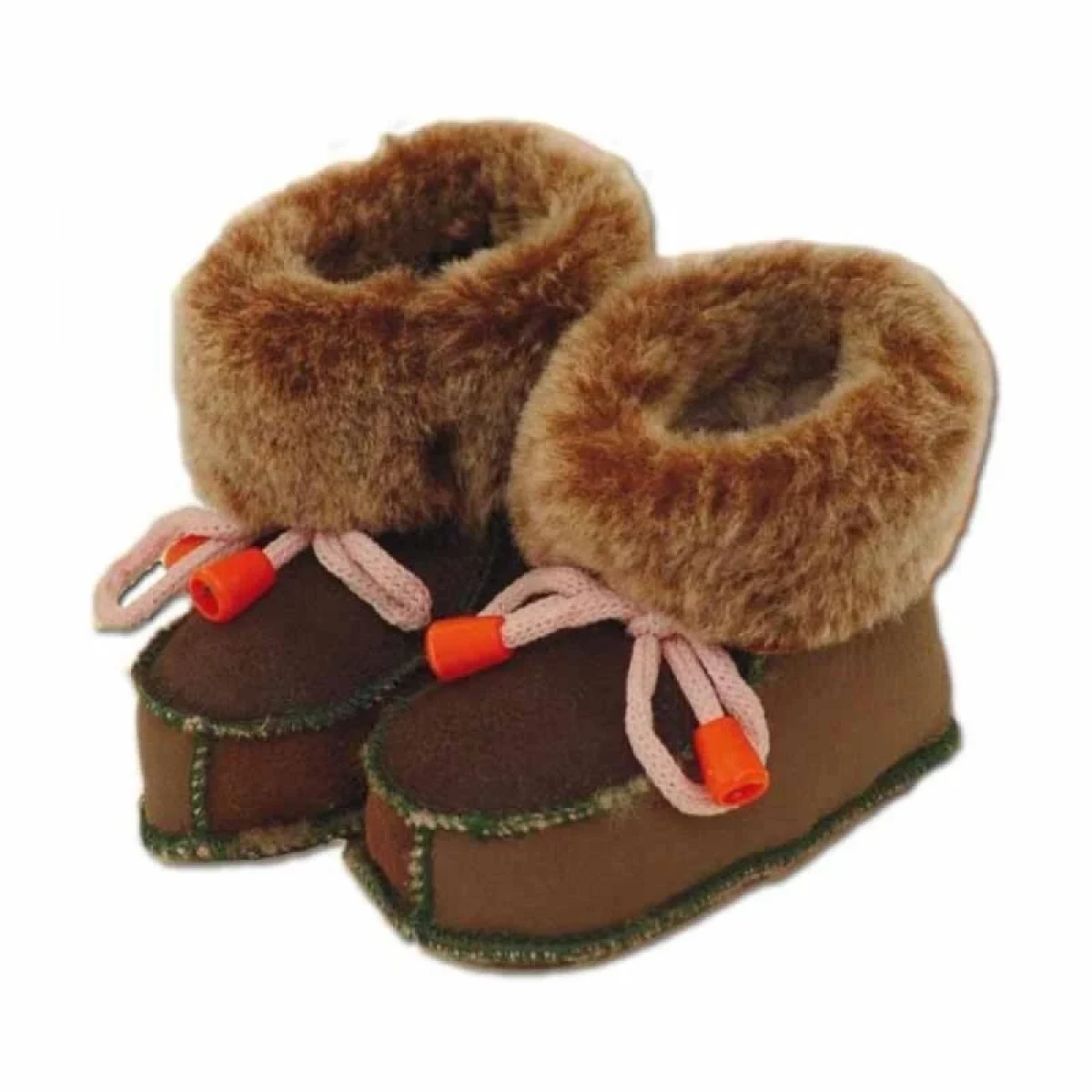 Ovčíno dětské kožené botičky capáčky POUZE S - délka chodidla do 9 cm (červeno-žlutá) (VÝPRODEJ) · záber 1