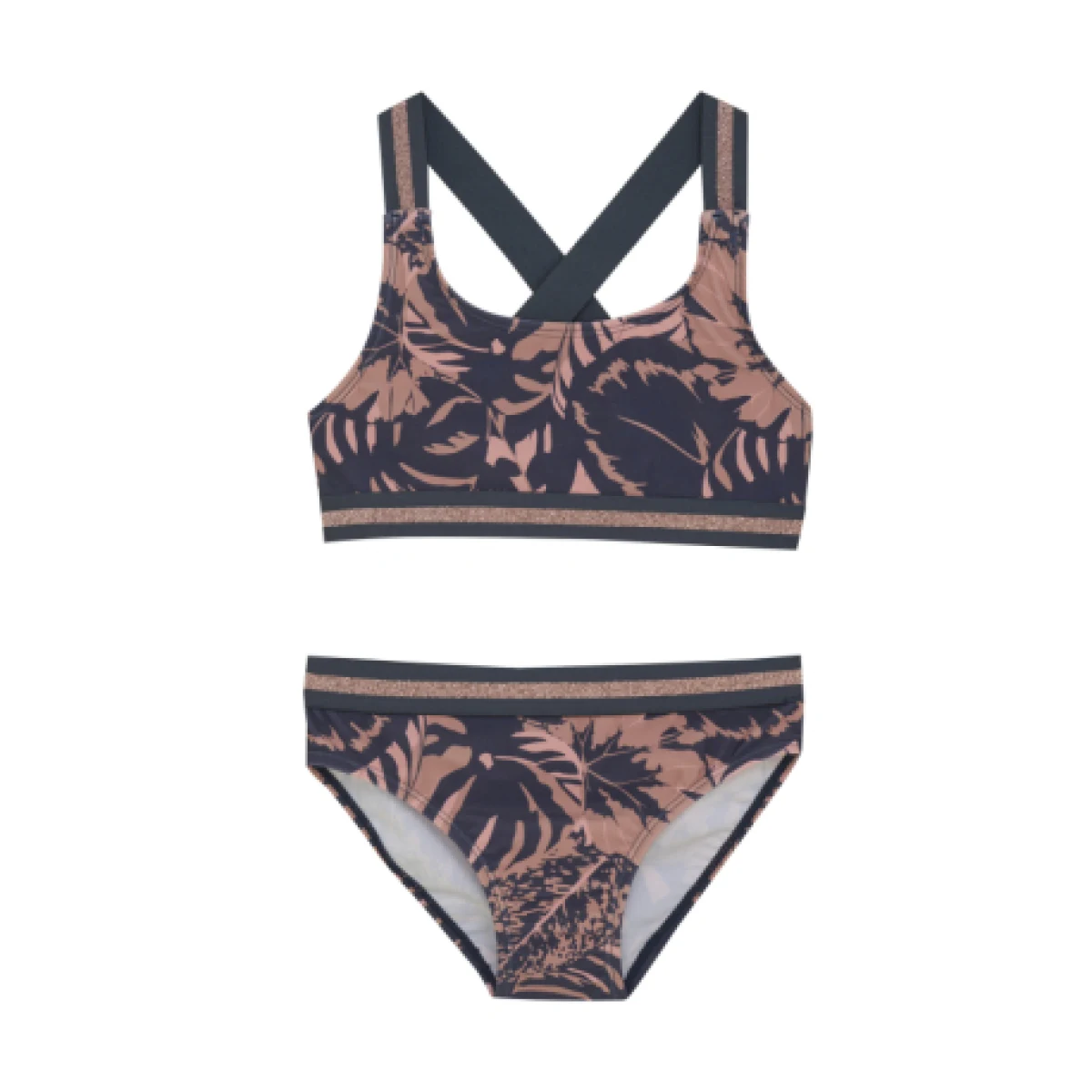 Lány fürdőruhák COLOR KIDS Bikini W. Contrast Straps, AOP-5077-Coral Blush · záber 1