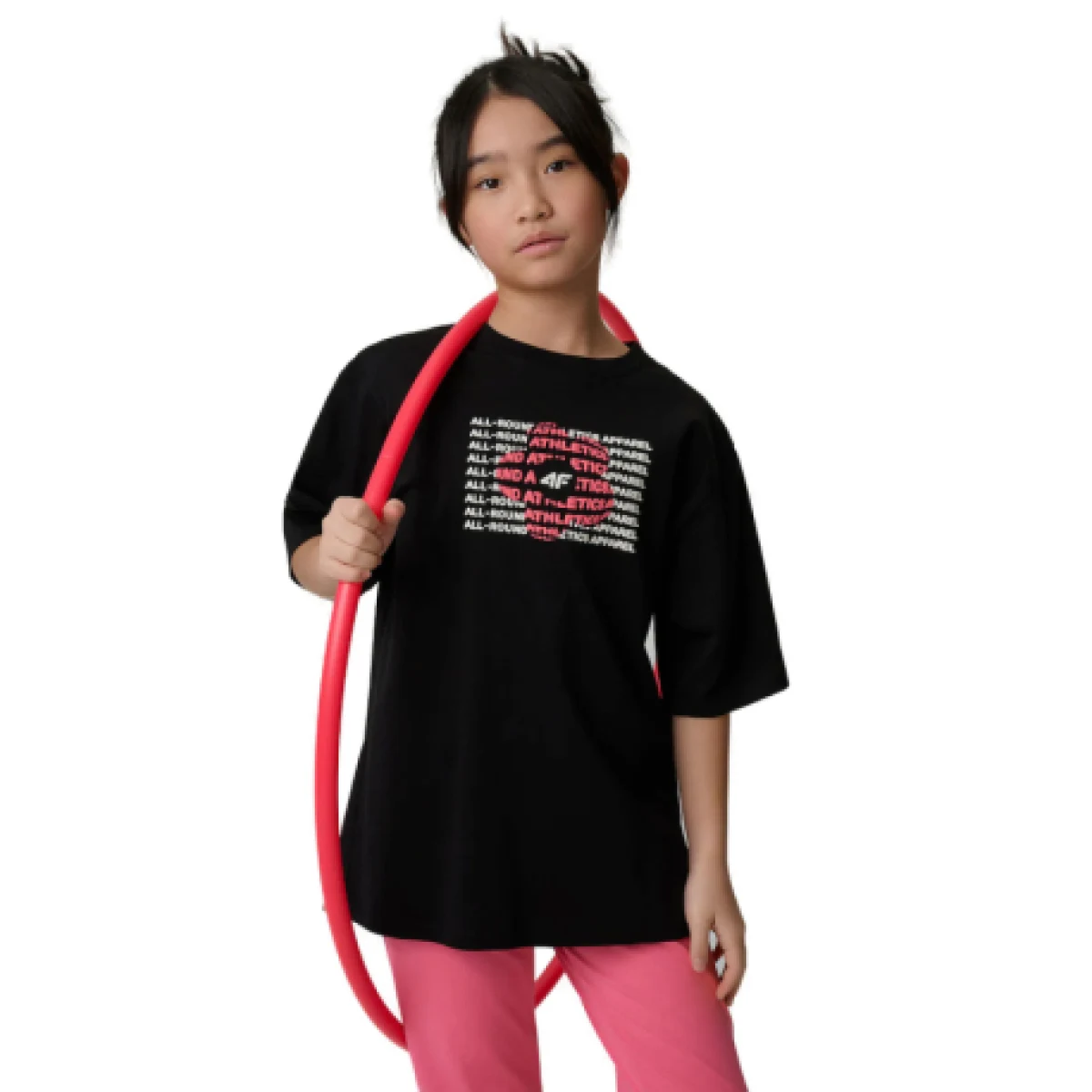 Dievčenské tričko s krátkym rukávom 4F JUNIOR TSHIRT F3302-20S-DEEP BLACK · záber 1