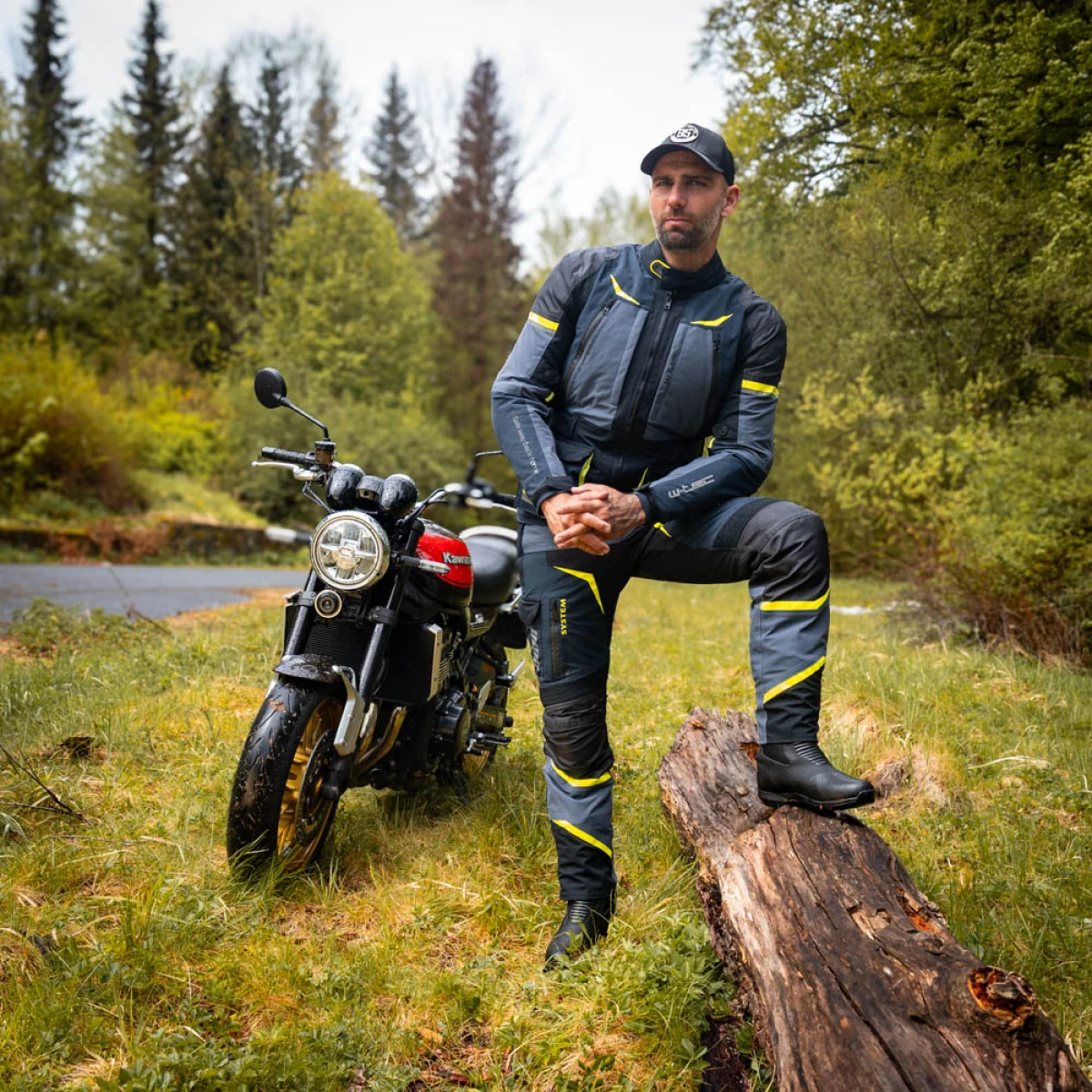 Moto nohavice W-TEC Modock Farba čierno-modro-fluo žltá, · záber 2
