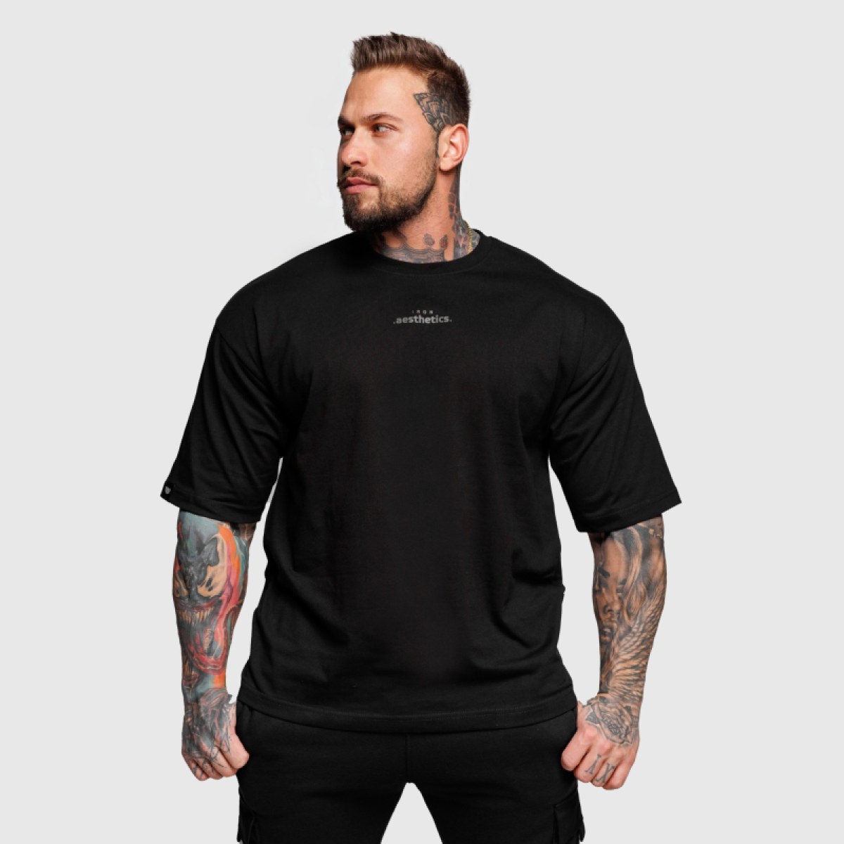 Oversize póló Iron Aesthetics Major, fekete · záber 3