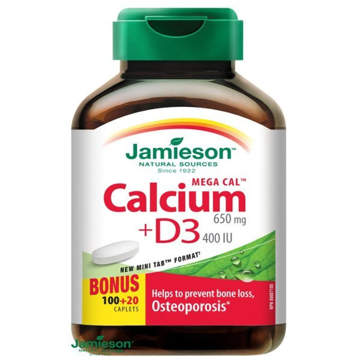 Jamieson Mega Cal Vápnik 650 mg + Vitamínom D3 400 IU zdravé kosti 120 tabliet · záber 1