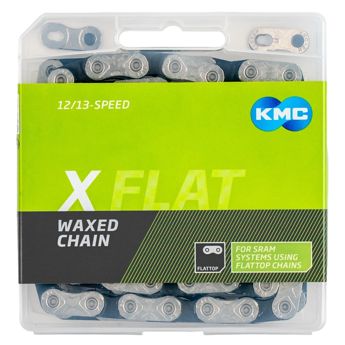 Kmc X-flat Stříbrno/černý Waxed BOX řetěz · záber 1