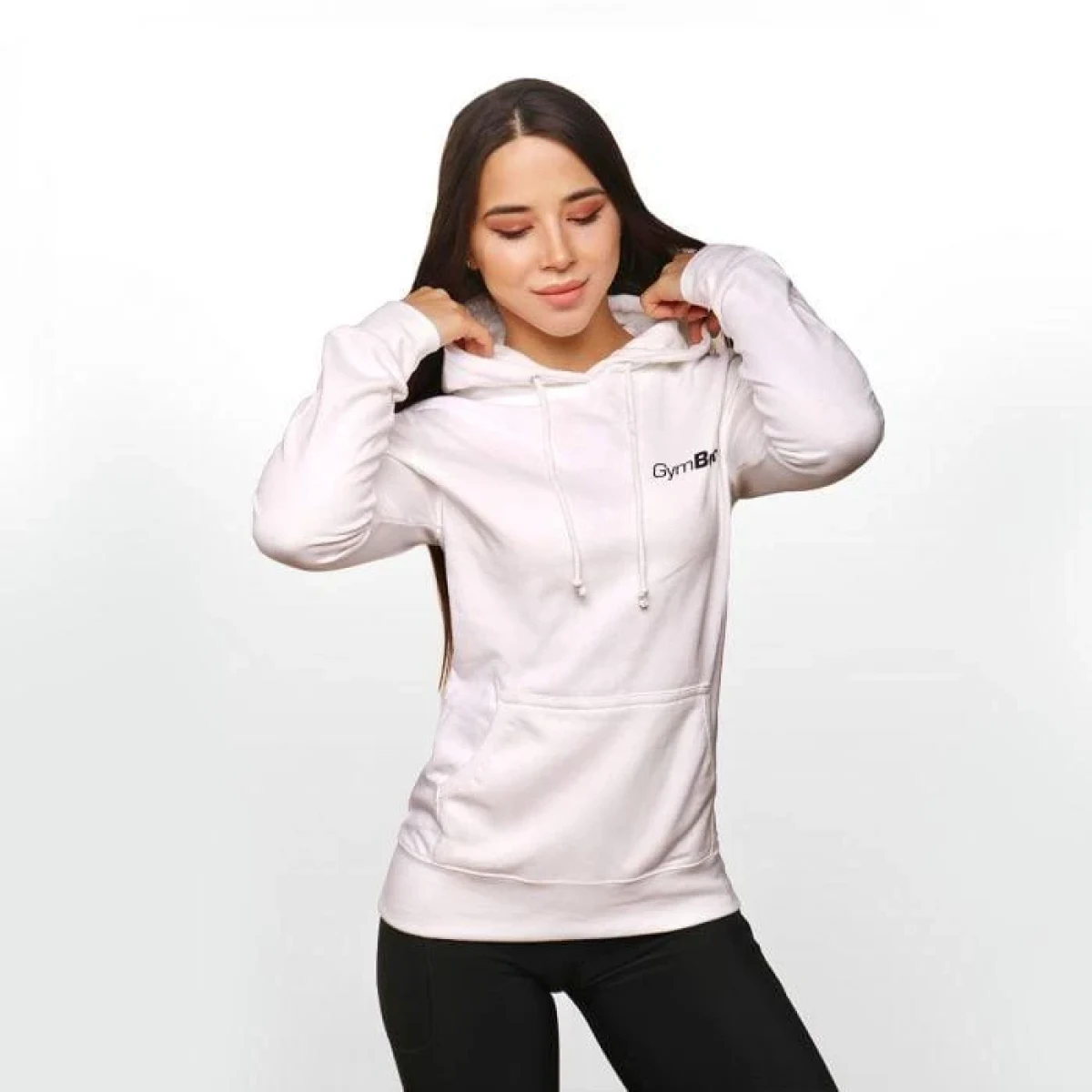 GymBeam Dámská mikina PRO Hoodie White - Velikost: XS | Barva: biela | Pohlavie: Dámské | Hmotnost: 0,37 kg | Balení: 24 · záber 2