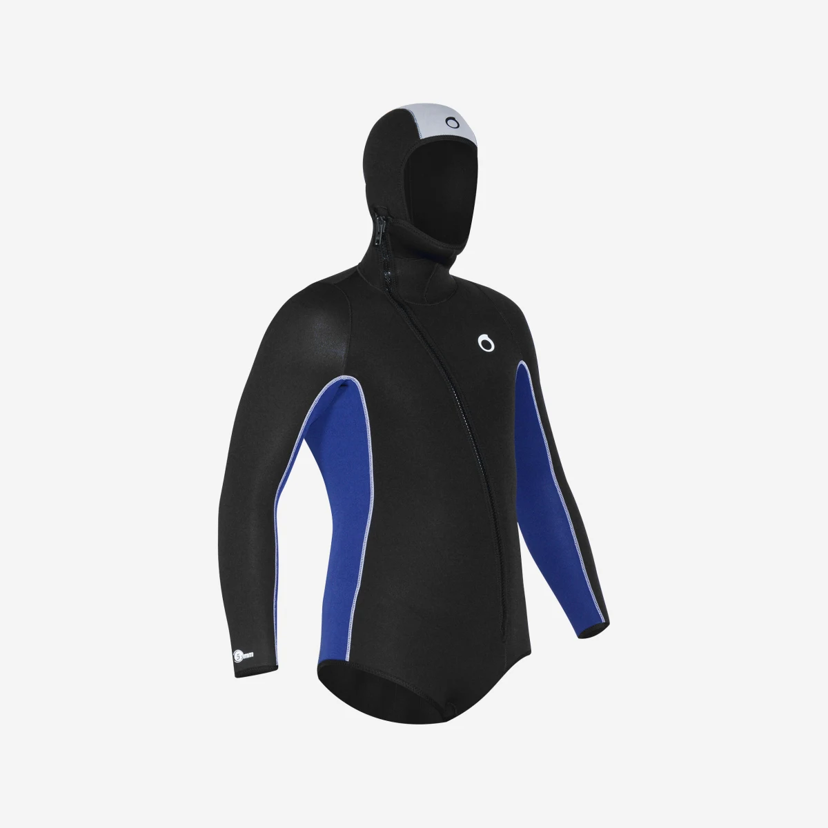 DECATHLON Pánska potápačská neoprénová bunda s kapucňou SCD 5,5 mm čierno-modrá 3XL · záber 1