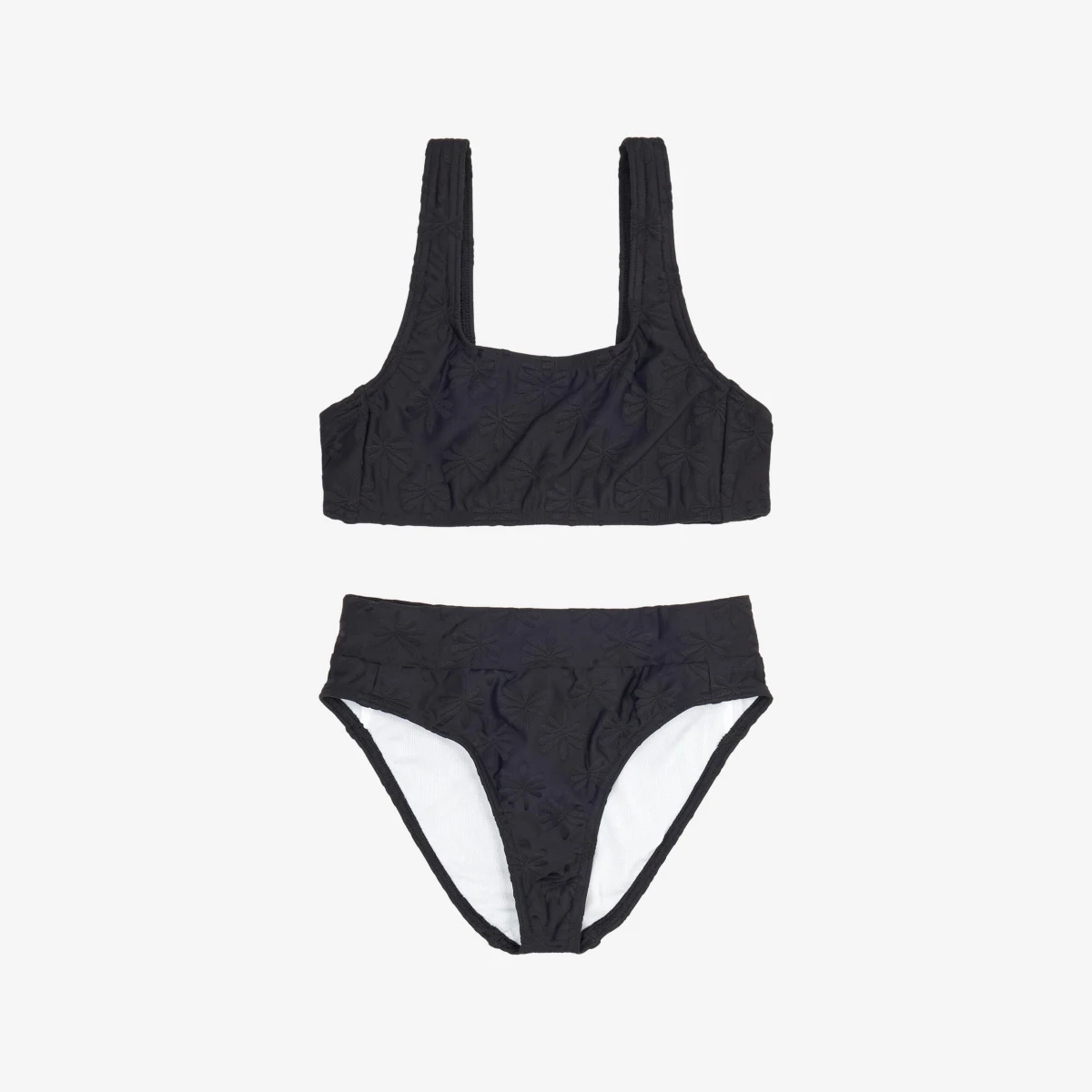 DECATHLON Dievčenské dvojdielne plavky 500 Lao miami čierne 8-9 r (131-140 cm) · záber 2