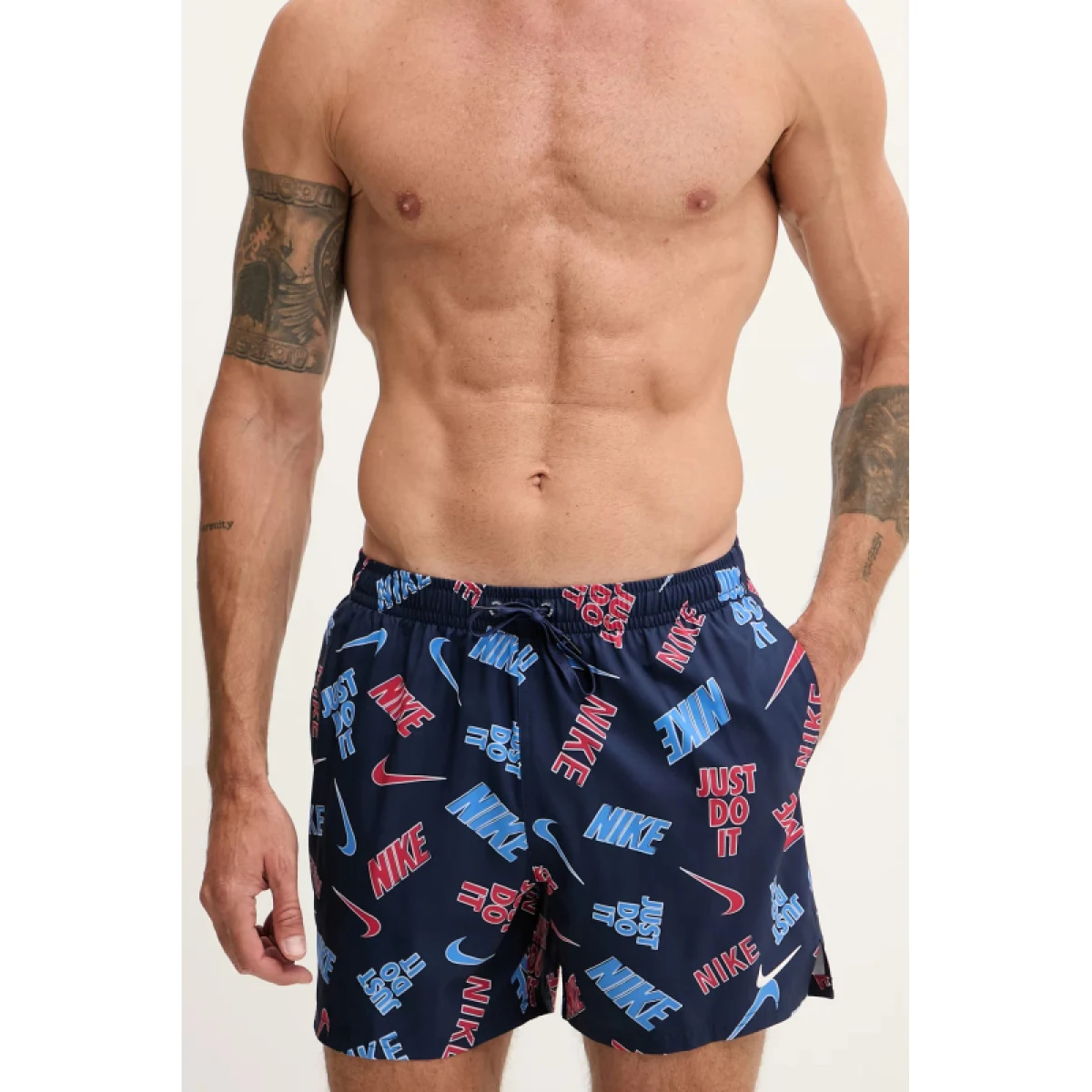 Férfi fürdőnadrág NIKE SWIM Breaker Tossed Logo 5 BLUE RED · záber 4