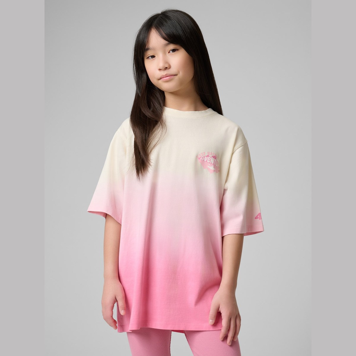 T-shirt loose s potlačou dievčenský - ružový · záber 2