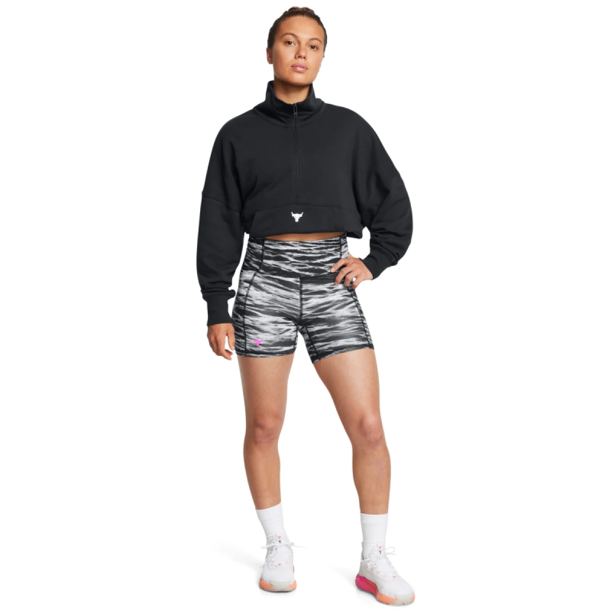 Dámské tréninkové kraťasy UNDER ARMOUR PROJECT ROCK PROJECT ROCK Lets Go BTB Middy Pt-BLK · záber 4