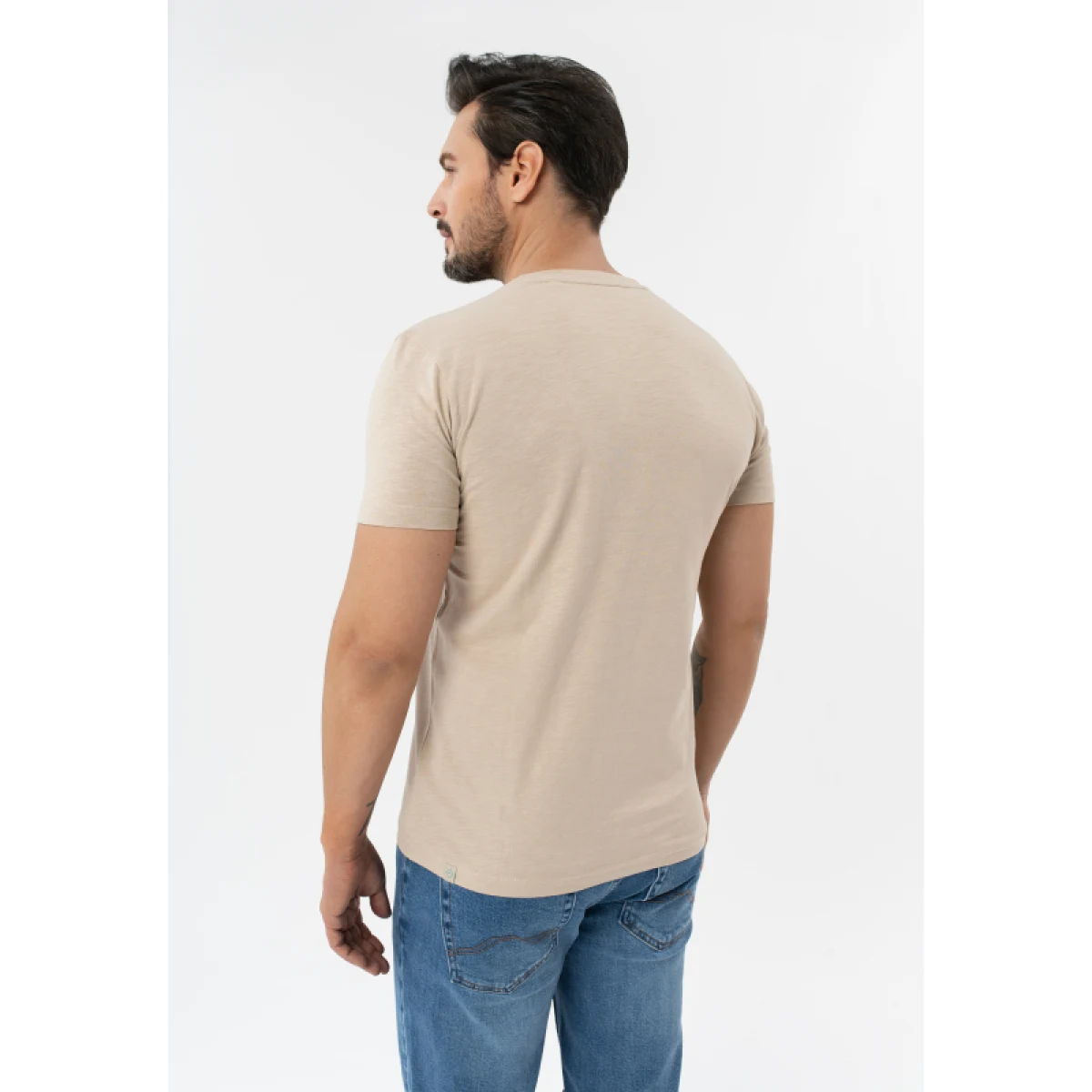 Pánské tričko s krátkým rukávem VOLCANO TM-HUBRIS-BEIGE · záber 3