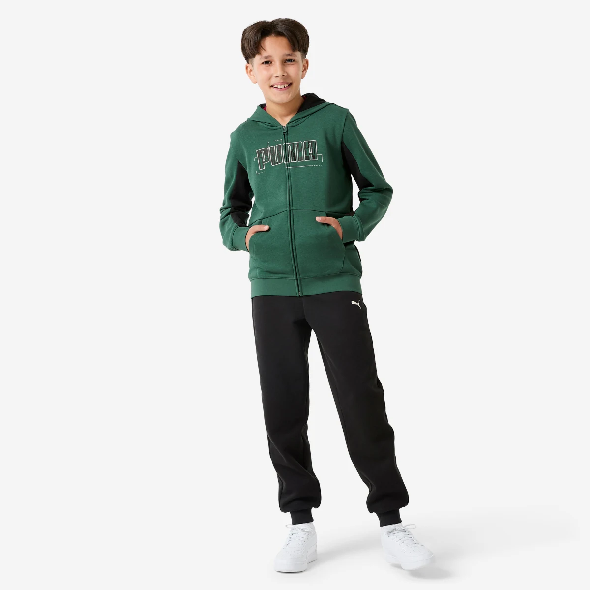 PUMA PUMA detská športová súprava na zips zeleno-čierna 15-16 r (176 cm) · záber 1