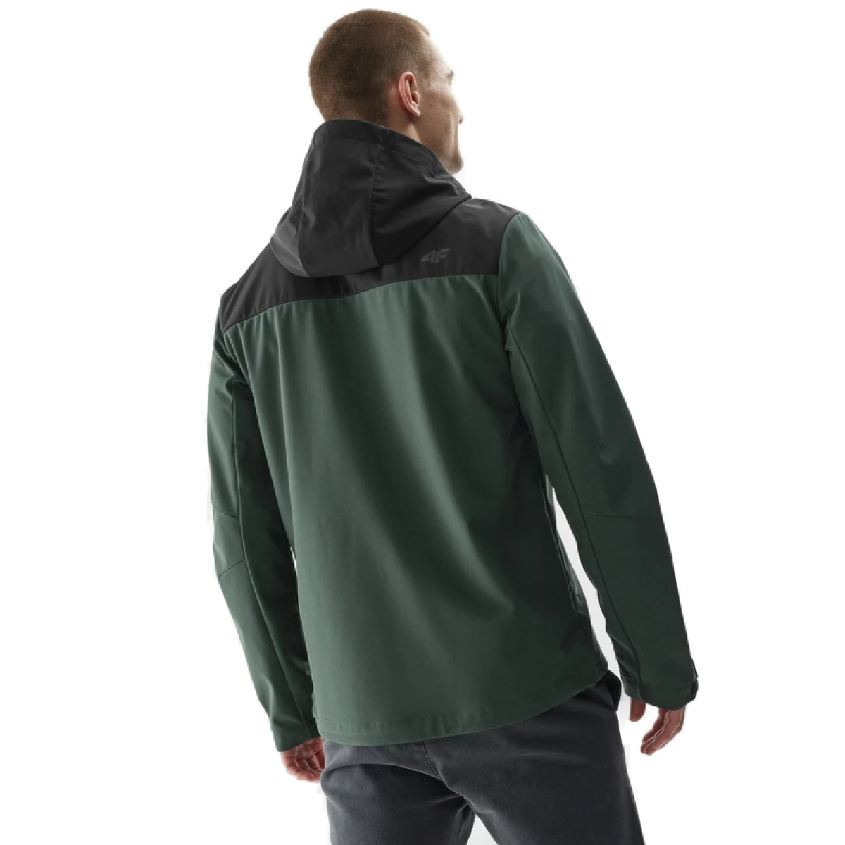 Pánská turistická softshellová bunda 4F SOFTSHELL JACKET-AW23TSOFM155-40S-DARK GREEN · záber 3