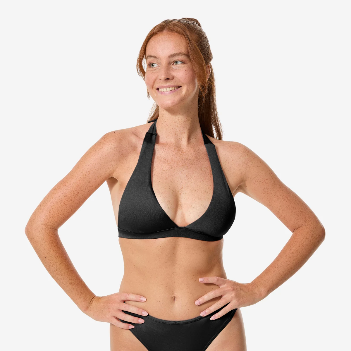 DECATHLON Vrchný diel plaviek na surfovanie so šatkovým strihom Cora čierny XS-S · záber 1