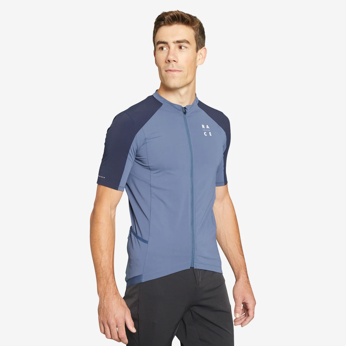 ROCKRIDER Pánsky cyklistický dres Race s krátkym rukávom modrý M · záber 1