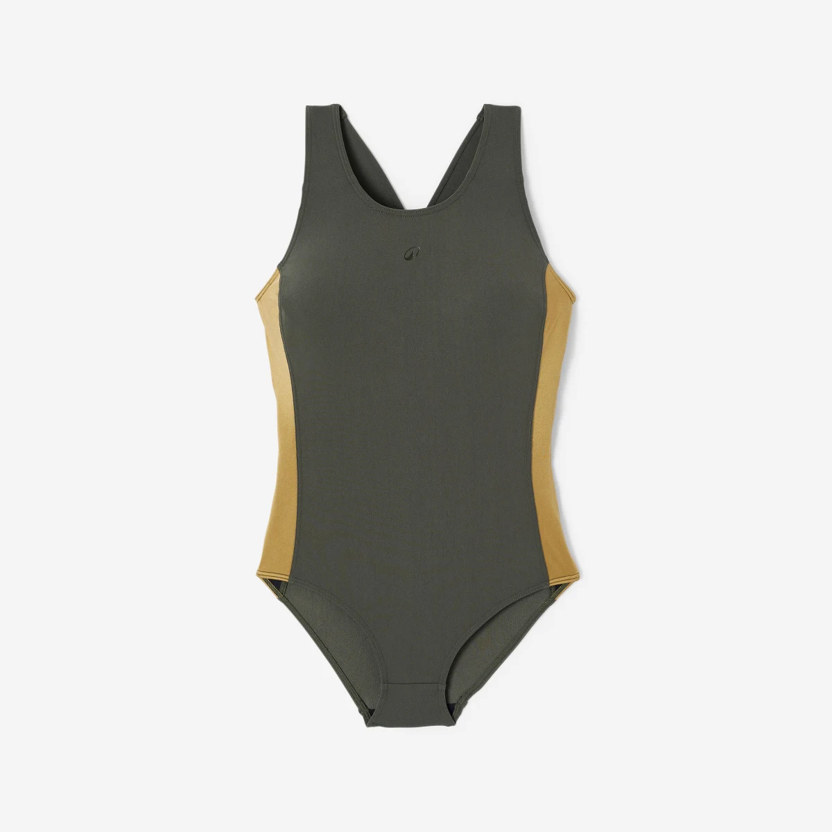 DECATHLON Dámske jednodielne plavky Kelly kaki zlaté M-L · záber 2
