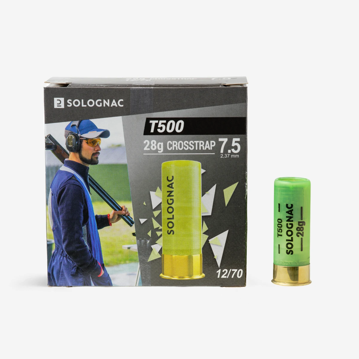SOLOGNAC Náboje na streľbu na trap T500 Cross-Trap 28 g kaliber 12/70 brok č. 7,5 x 25 ks N° 7,5 · záber 1