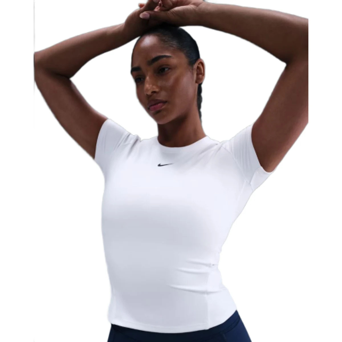 Női rövid ujjú edzőpóló NIKE W NK ONE FTTD SS TOP WHITE BLACK · záber 1