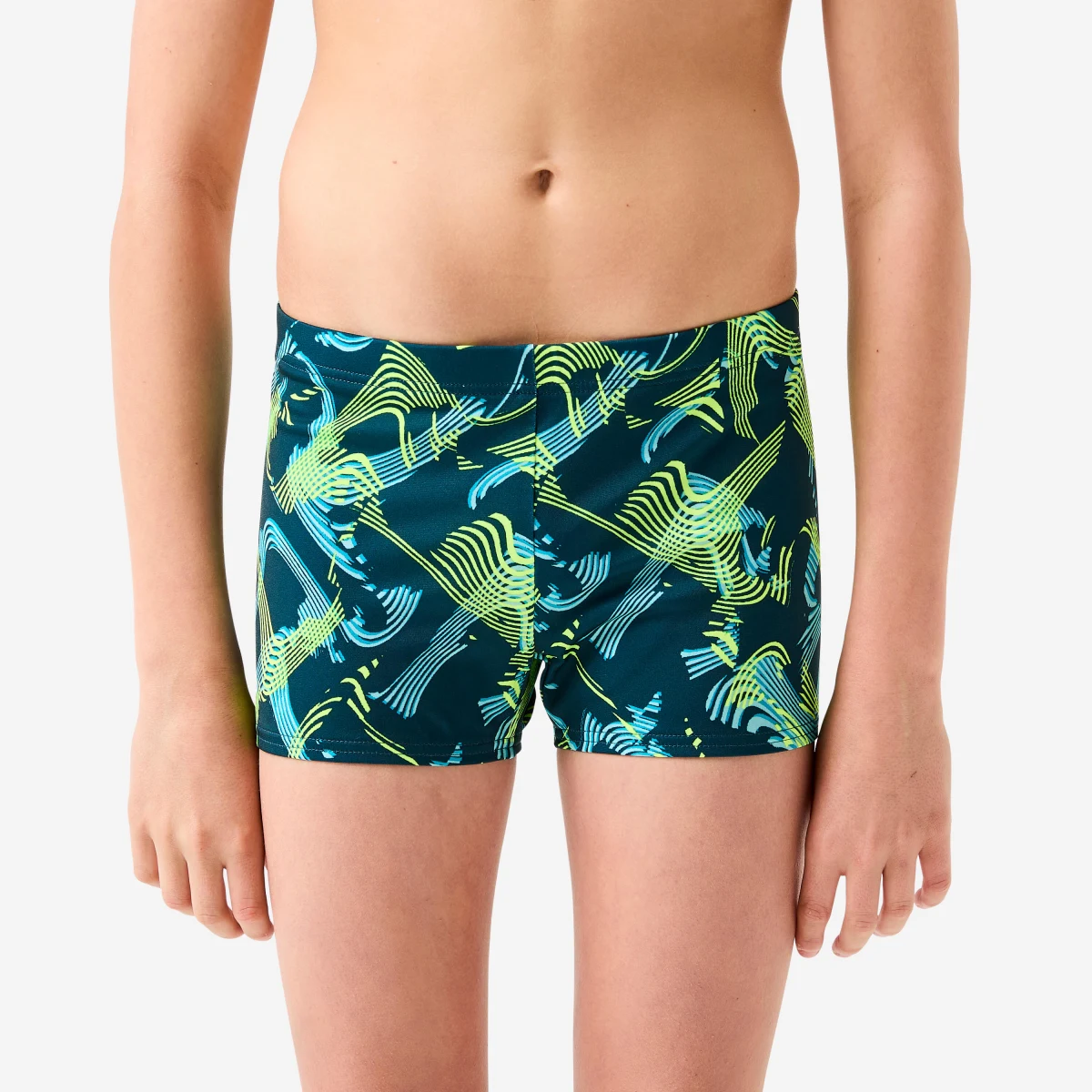 DECATHLON Chlapčenské boxerkové plavky Fiti Vib žlté 8-9 r (131-140 cm) · záber 1