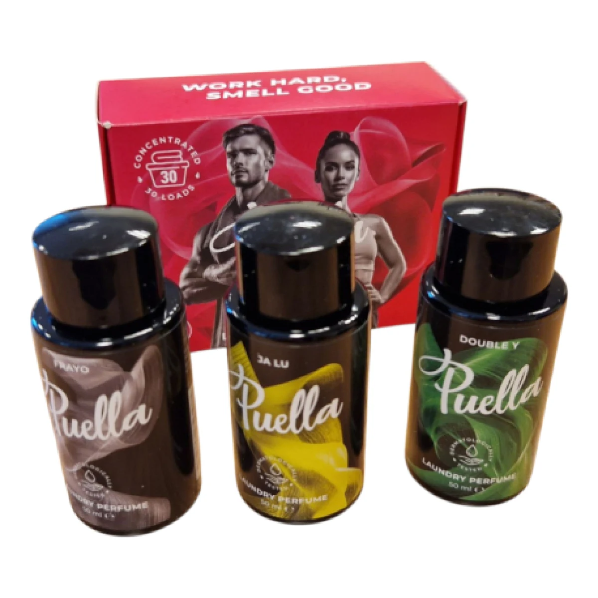 Set parfumov na pranie PUELLA Double Y Jalu Frayo laundry scent fragrance Set 3 x 50 ml · záber 1