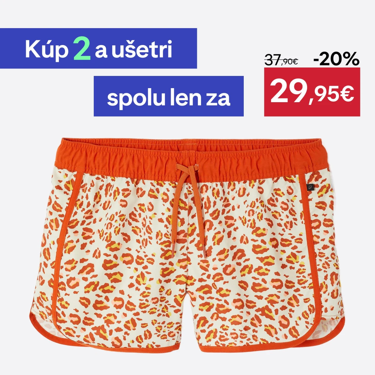 DECATHLON Dámske šortkové plavky na surf Tini Graou leopardí vzor béžové XS-S · záber 1