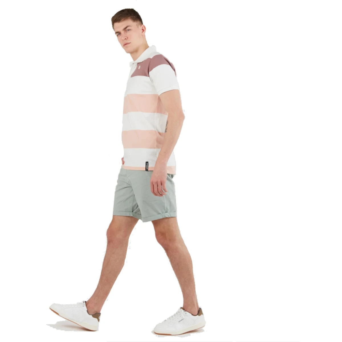 Pánské polo tričko s krátkým rukávem FUNDANGO Incognito Stripe Poloshirt-311-powder stripe · záber 3