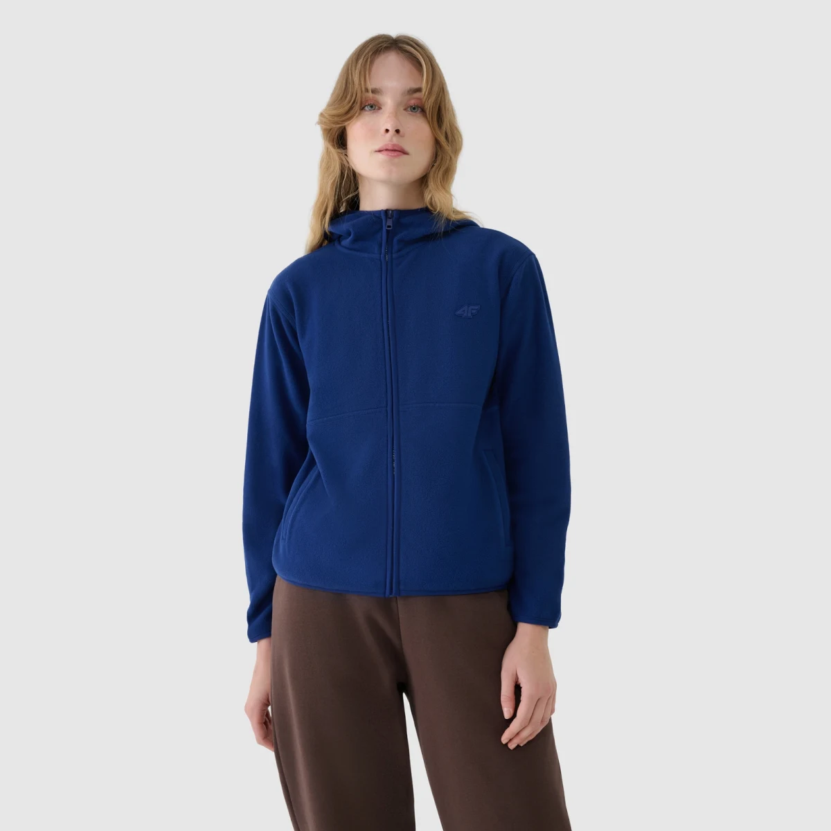 Dámský fleece regular s kapucí - tmavě modrý · záber 1