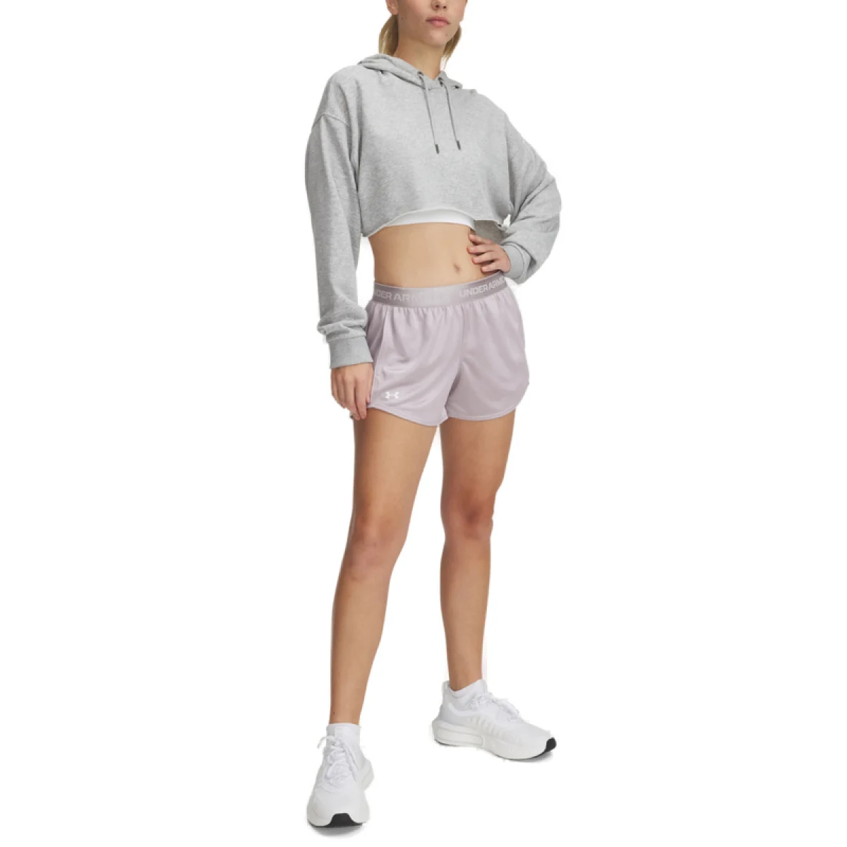 Dámské tréninkové kraťasy UNDER ARMOUR Tech Play Up Shine Shorts-GRY · záber 3