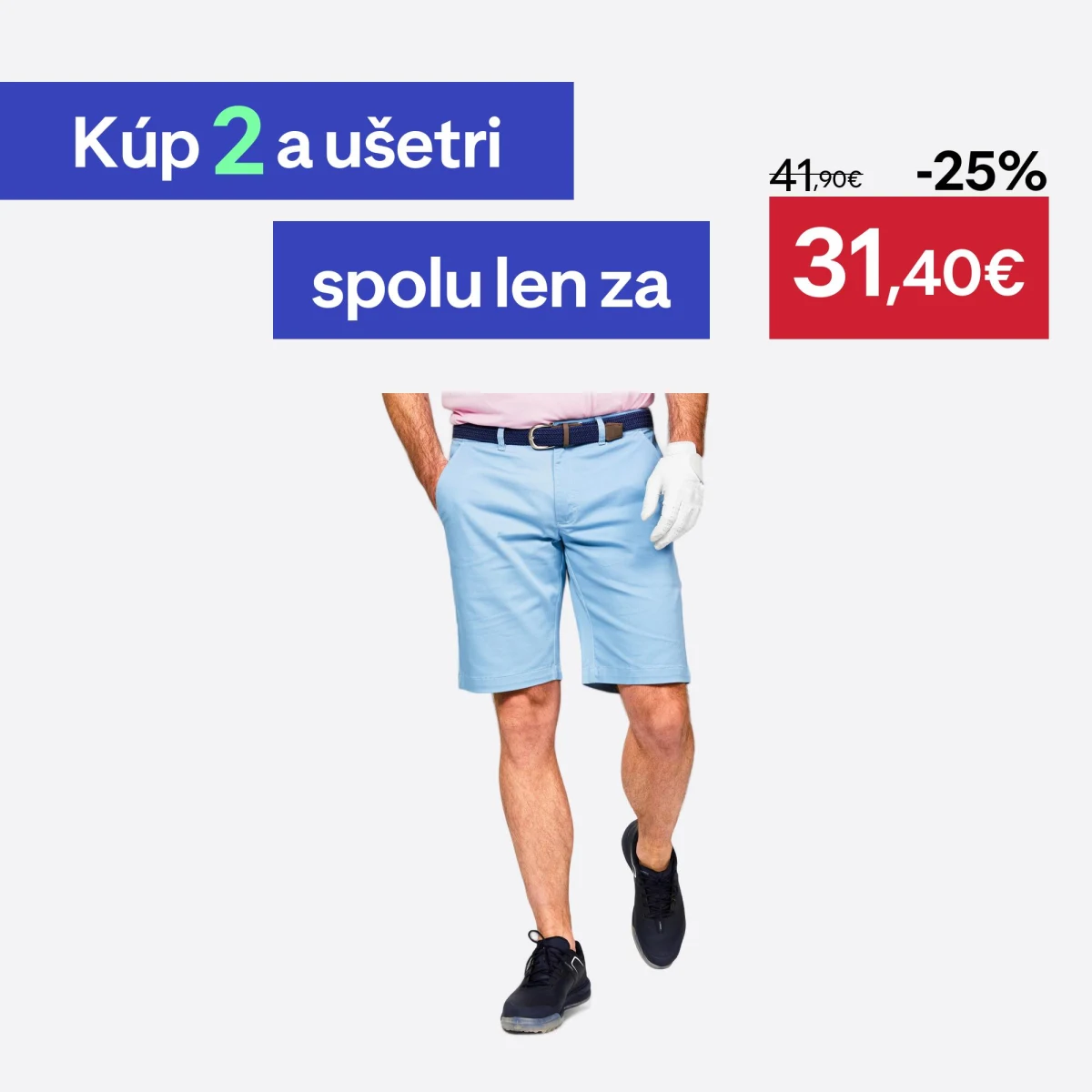 INESIS Pánske golfové chino šortky MW500 modré XL · záber 1