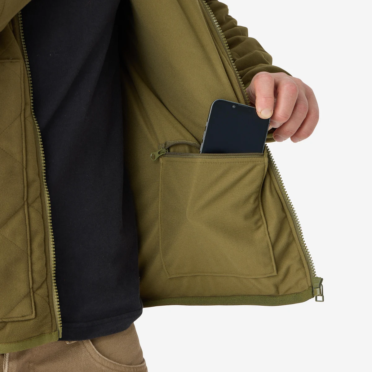SOLOGNAC Prešívaná nehlučná bunda 500 zelená L · záber 2